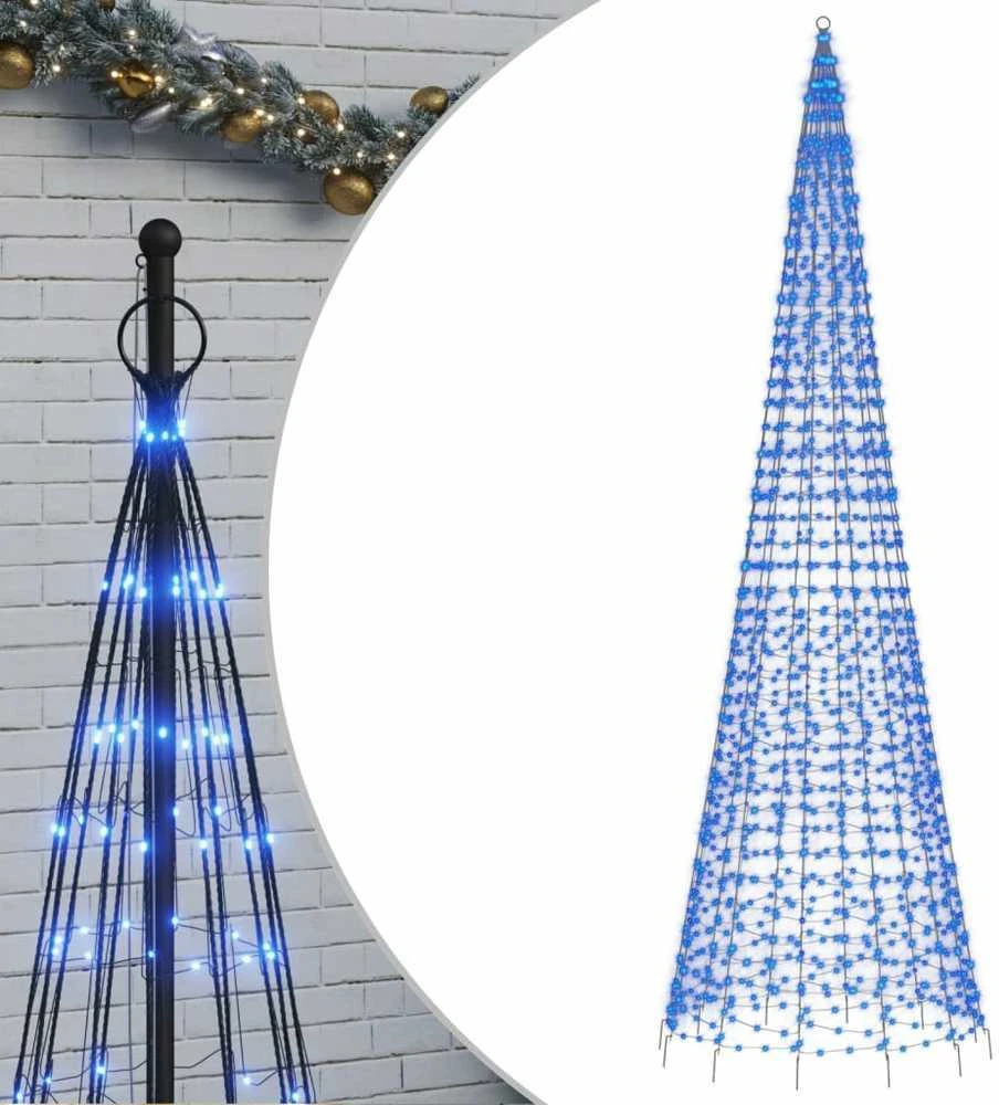 Kalėdų eglutė ant vėliavos stiebo, 500cm, 1534 mėlynos LED