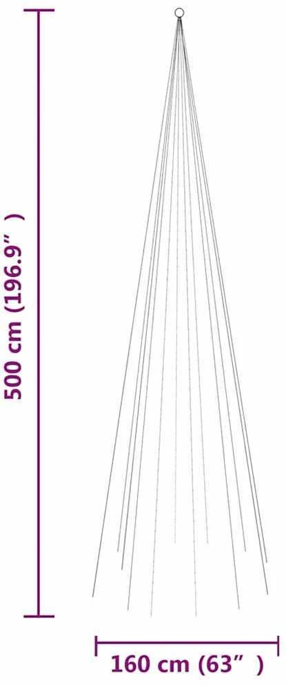 Kalėdų eglutė ant vėliavos stiebo, 500cm, 732 šiltos baltos LED
