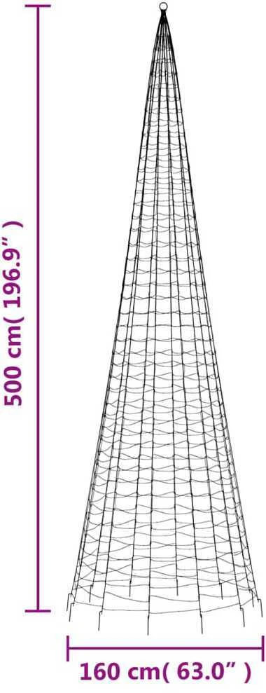Kalėdų eglutė ant vėliavos stiebo, 500cm, 1534 mėlynos LED