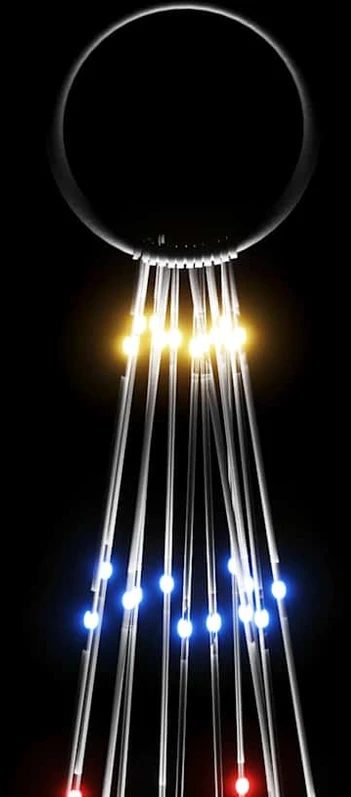 Kalėdų eglutė ant vėliavos stiebo, 500cm, 732 spalvotos LED