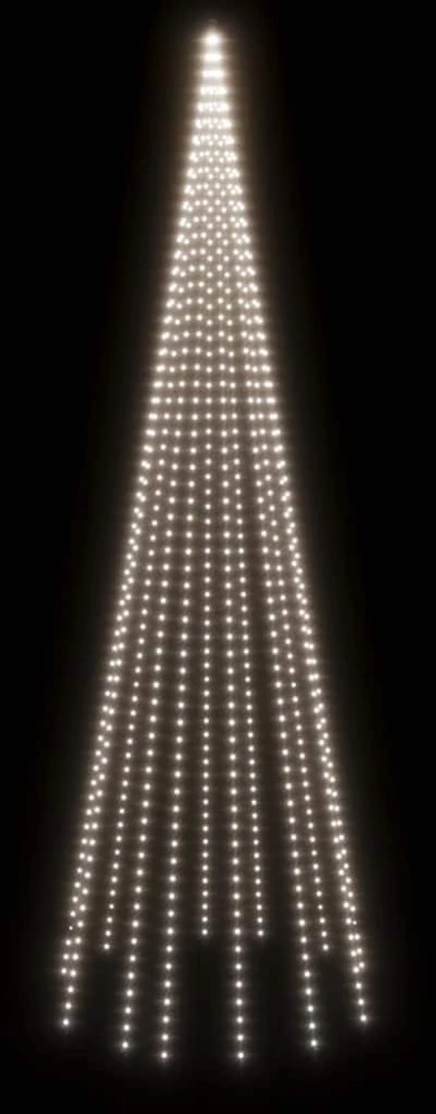 Kalėdų eglutė ant vėliavos stiebo, 500cm, 732 šaltos baltos LED