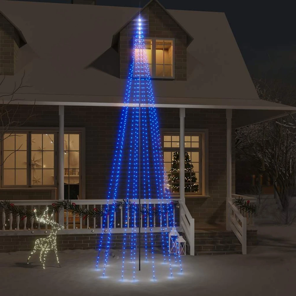 Kalėdų eglutė ant vėliavos stiebo, 500cm, 732 mėlynos LED