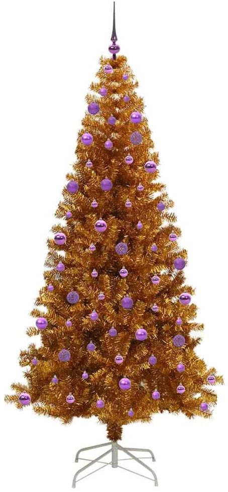 Kalėdų eglutė su LED lemputėmis Auksinė 210 cm PET ir plienas