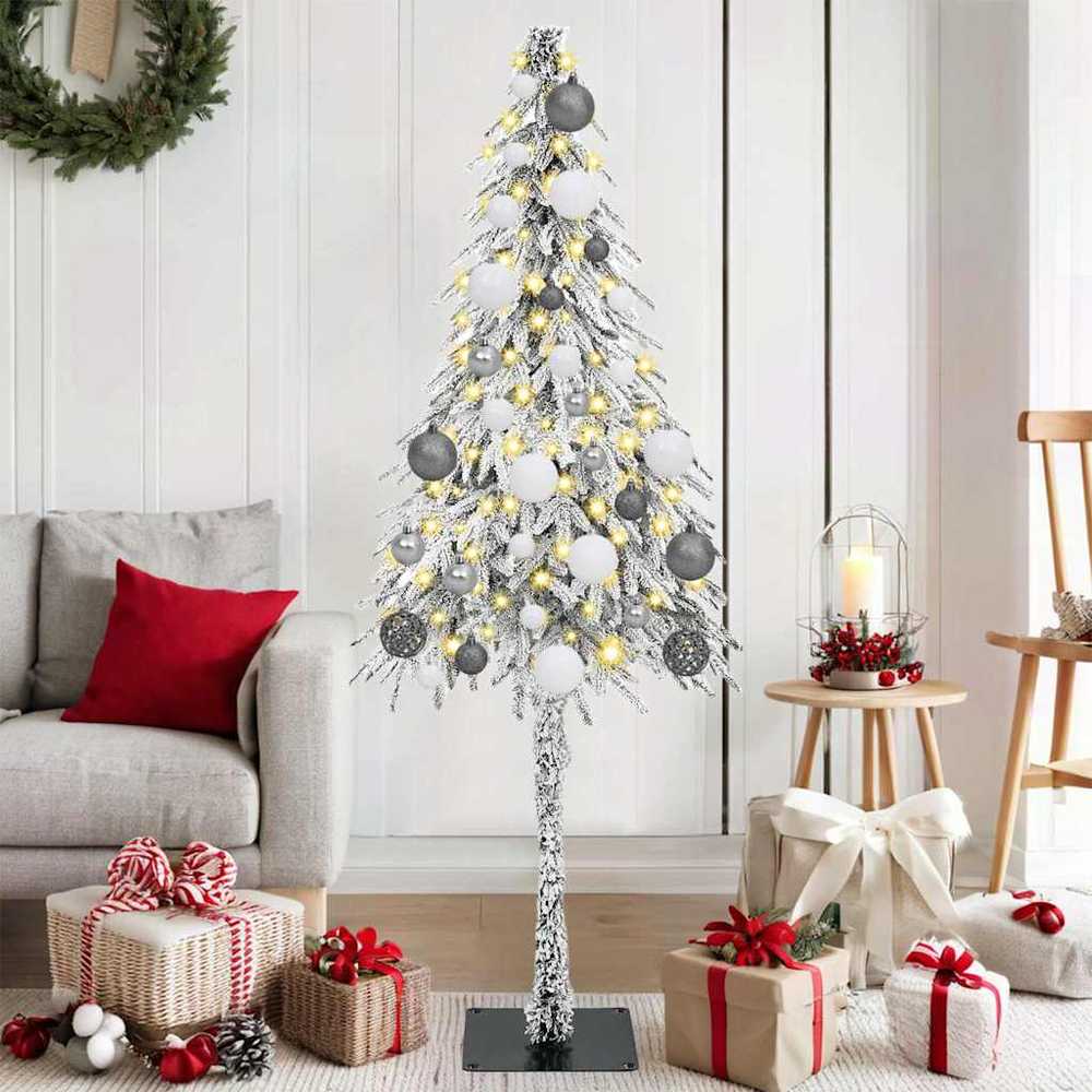 Kalėdų eglutė su 150 LED s stovu Balta 150 cm PE ir Plienas