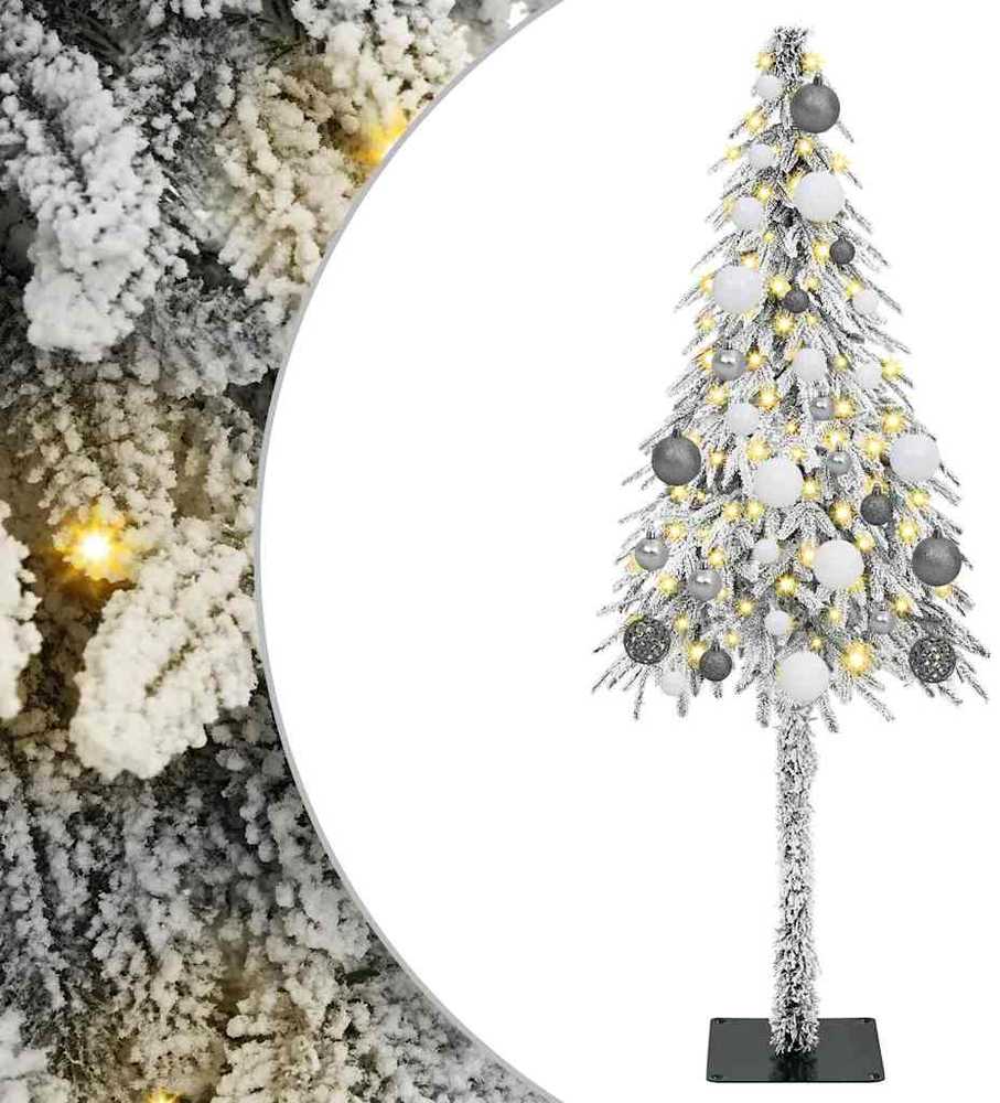 Kalėdų eglutė su 150 LED s stovu Balta 150 cm PE ir Plienas