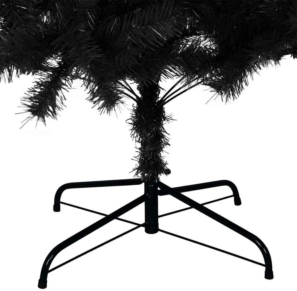 Kalėdų eglutė su LED lemputėmis Juoda 240 cm PVC ir Plienas