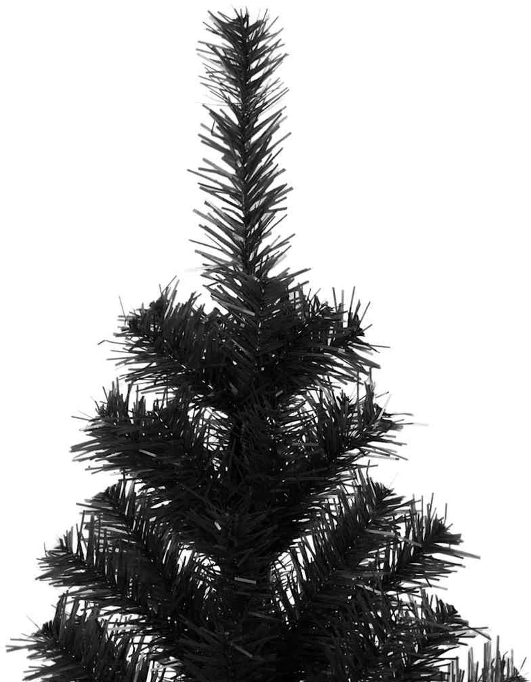 Kalėdų eglutė su LED lemputėmis Juoda 240 cm PVC ir Plienas