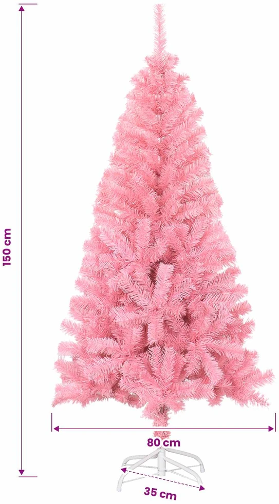 Kalėdų eglutė su LED lemputėmis Rožinė 150 cm PVC ir Plienas
