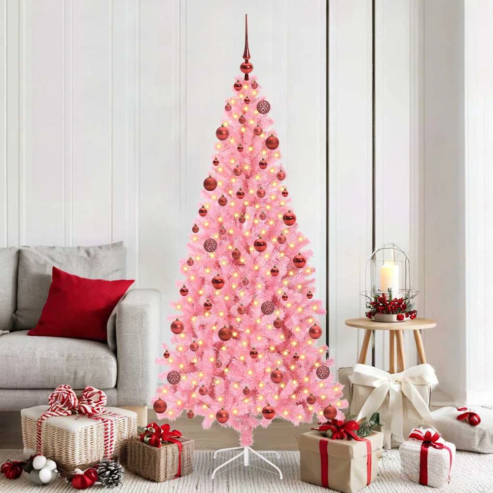 Kalėdų eglutė su LED lemputėmis Rožinė 180 cm PVC ir Plienas