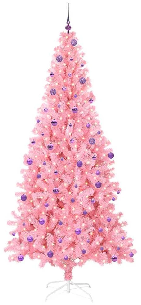Kalėdų eglutė su LED lemputėmis Rožinė 240 cm PVC ir Plienas