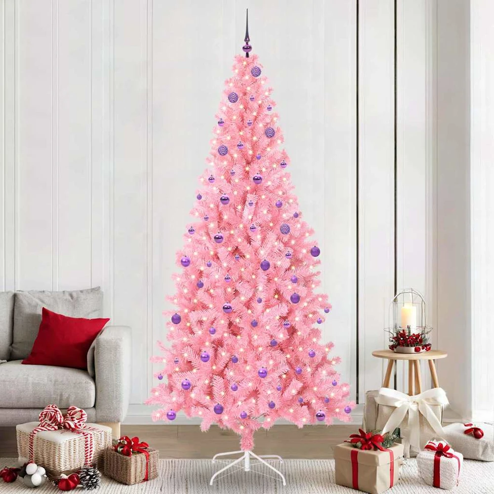 Kalėdų eglutė su LED lemputėmis Rožinė 240 cm PVC ir Plienas