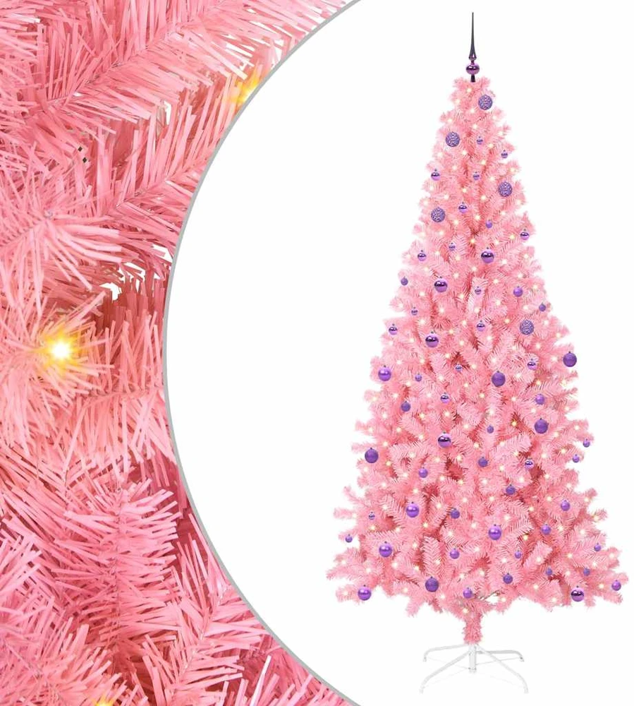 Kalėdų eglutė su LED lemputėmis Rožinė 240 cm PVC ir Plienas