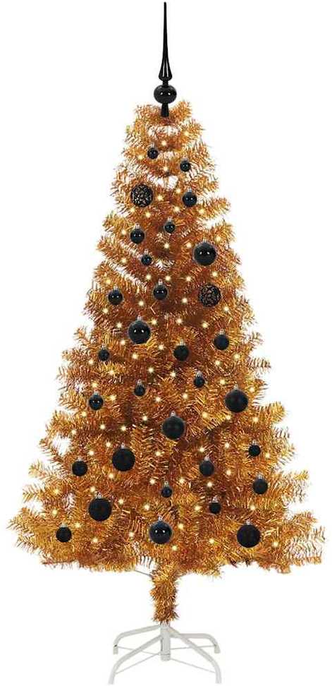 Kalėdų eglutė su 150 LED s stovu Auksinė 150 cm PET