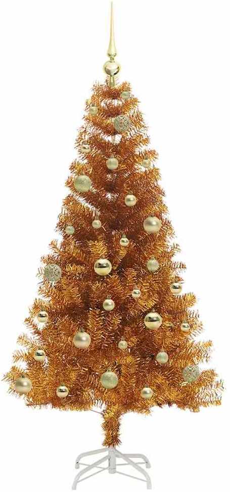 Kalėdų eglutė su 150 LED s stovu Auksinė 150 cm PET