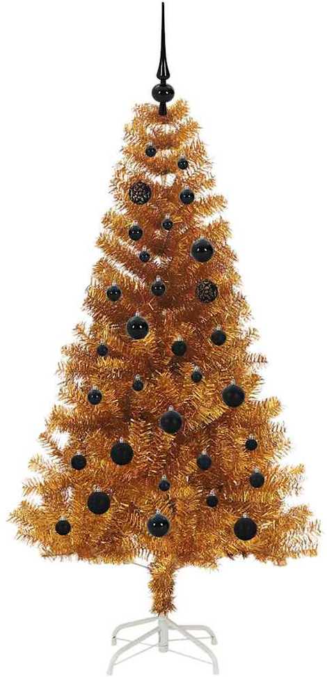 Kalėdų eglutė su 150 LED s stovu Auksinė 150 cm PET