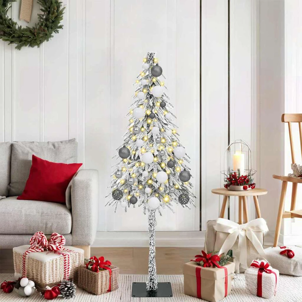 Kalėdų eglutė su 150 LED s stovu Balta 120 cm PE ir Plienas