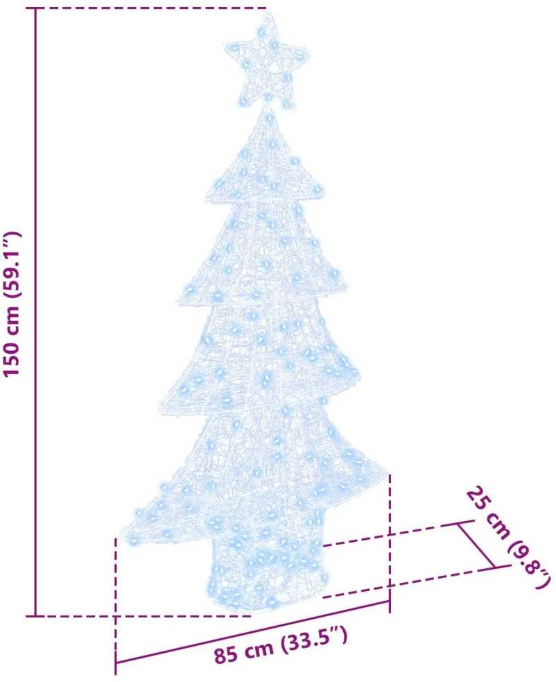 Kalėdų eglutė 160 LED Šalta balta 150 cm Akrilas