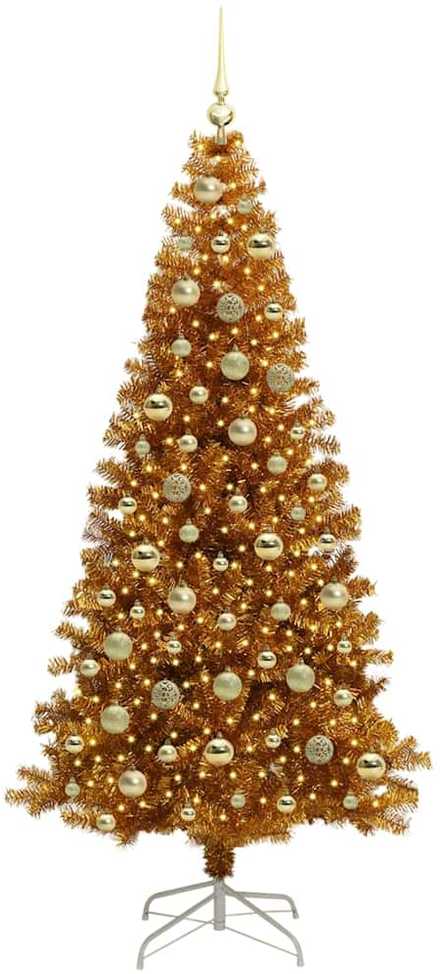 Kalėdų eglutė su 300 LED s stovu Auksinė 210 cm PET