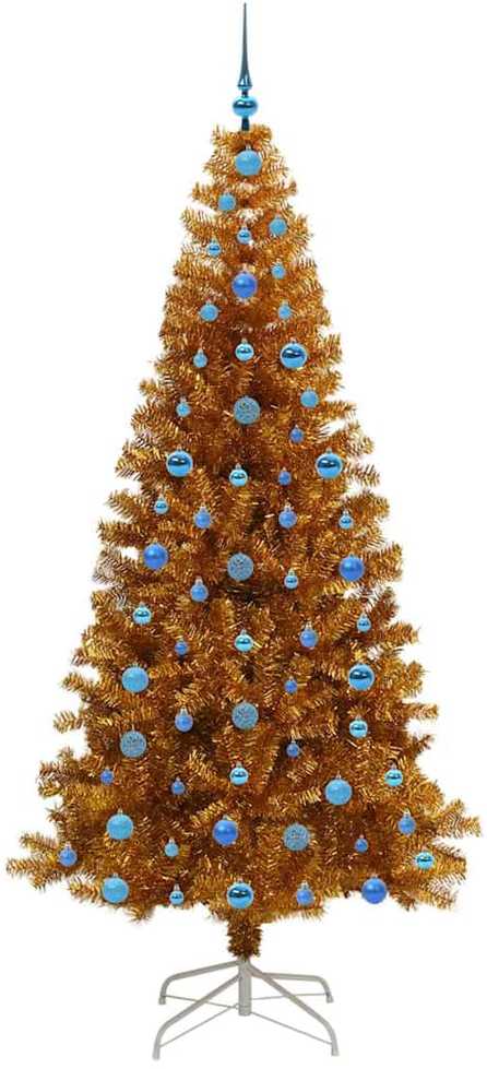 Kalėdų eglutė su 300 LED s stovu Auksinė 210 cm PET