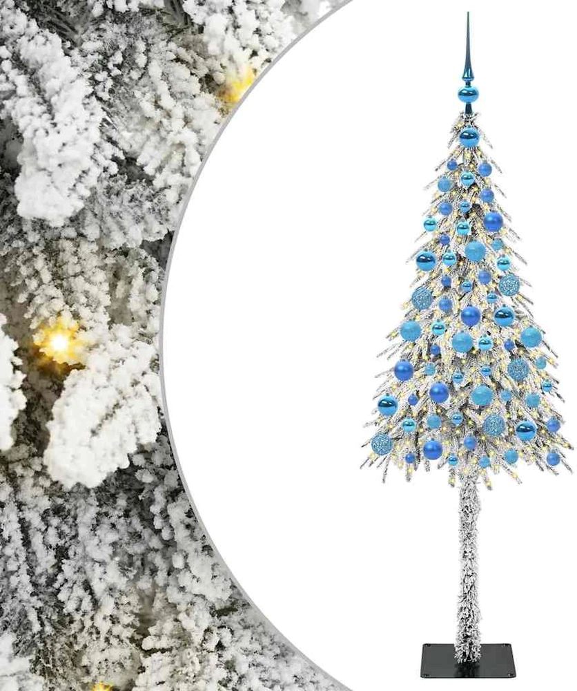 Kalėdų eglutė su 300 LED s stovu Balta 180 cm PE ir Plienas