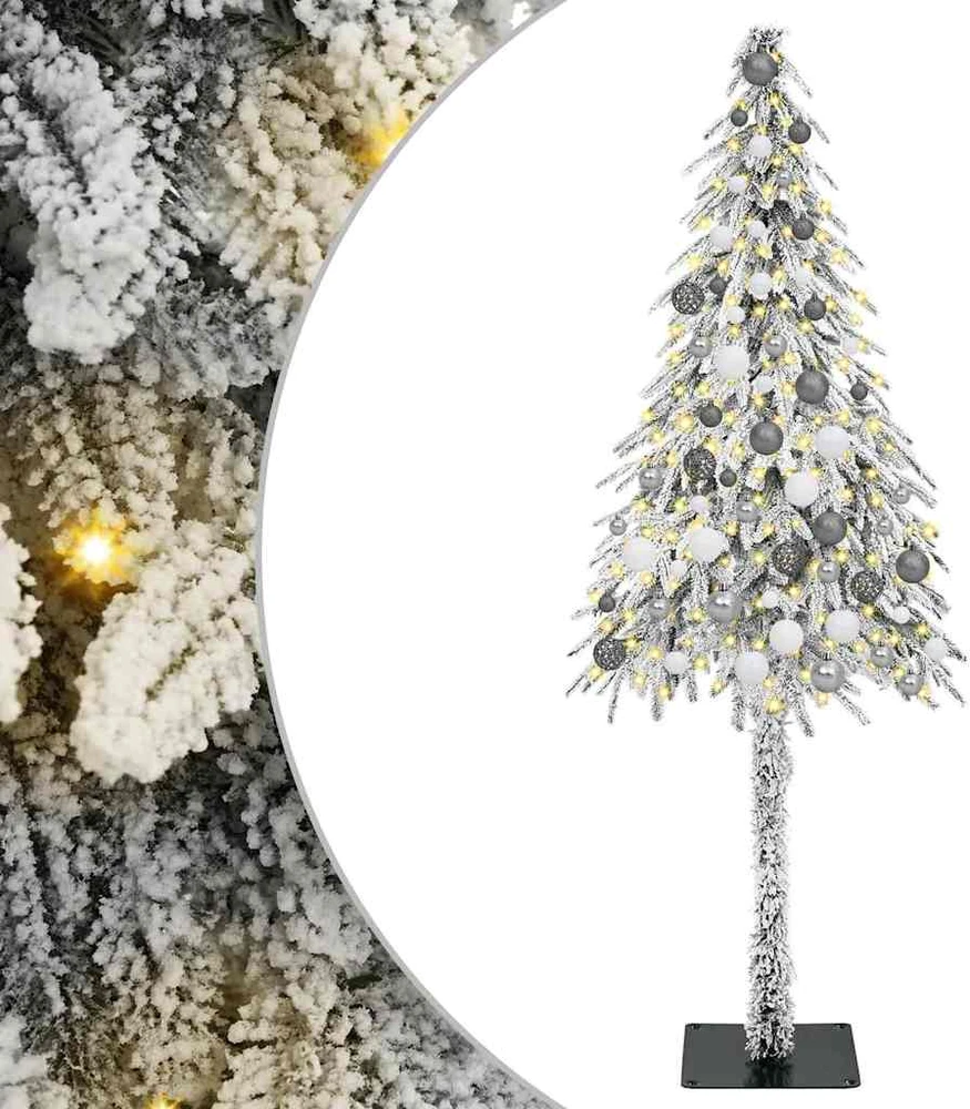 Kalėdų eglutė su 300 LED s stovu Balta 180 cm PE ir Plienas