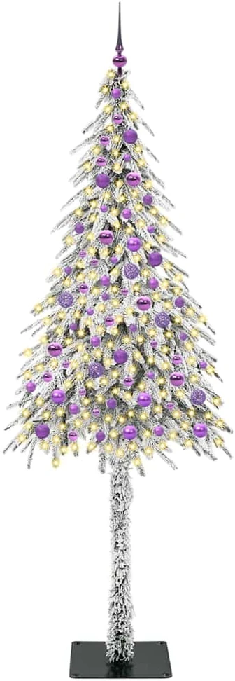 Kalėdų eglutė su 300 LED s stovu Balta 210 cm PE ir Plienas