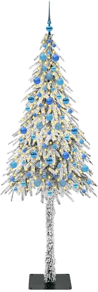 Kalėdų eglutė su 300 LED s stovu Balta 210 cm PE ir Plienas