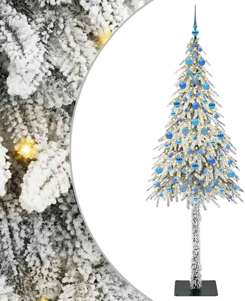 Kalėdų eglutė su 300 LED s stovu Balta 210 cm PE ir Plienas