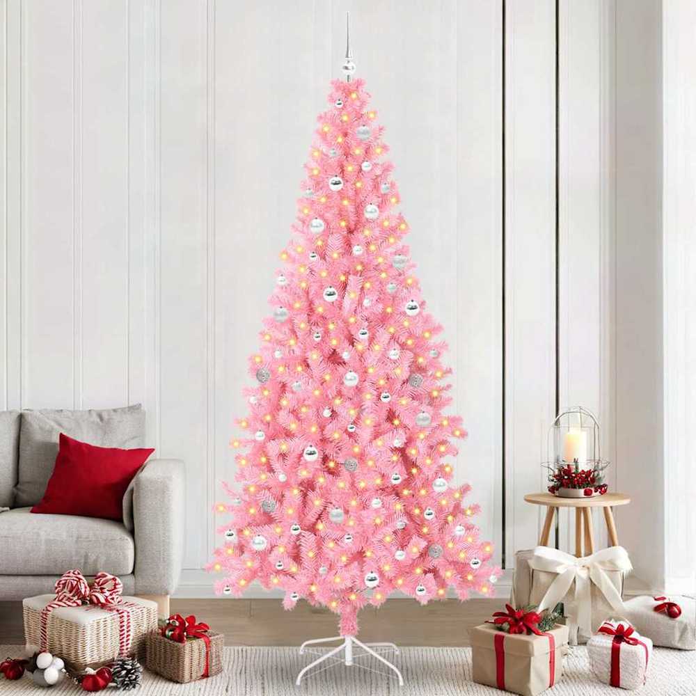 Kalėdų eglutė su LED lemputėmis Rožinė 240 cm PVC ir Plienas