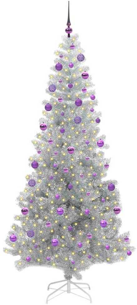 Kalėdų eglutė su 300 LED s stovu Sidabro 210 cm PET