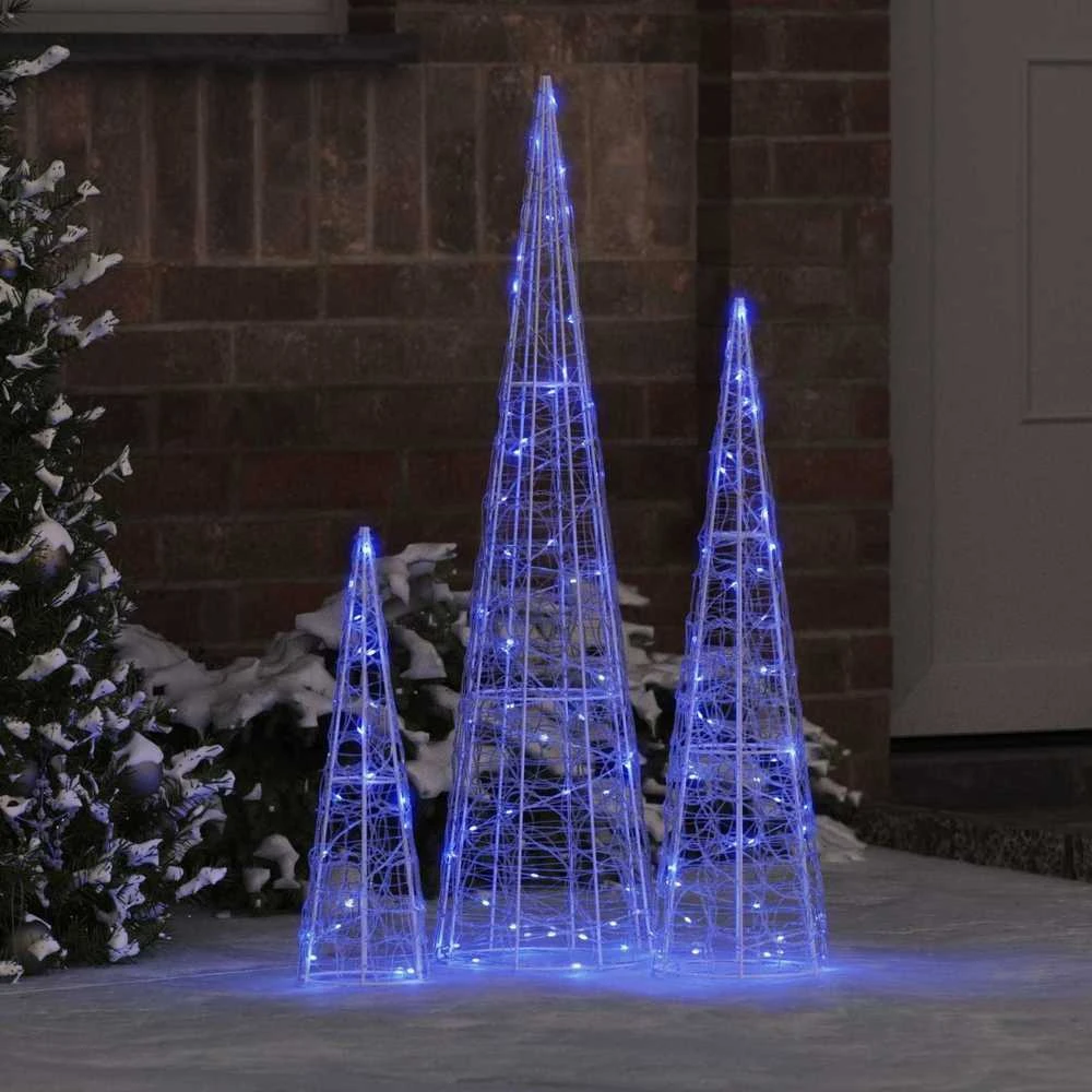 Kalėdų eglutė 3 vnt. 90 LED Mėlyna 20 x 20 x 80 cm Akrilas