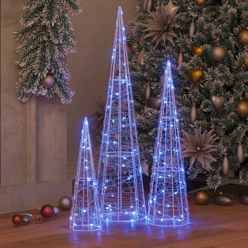 Kalėdų eglutė 3 vnt. 90 LED Mėlyna 20 x 20 x 80 cm Akrilas