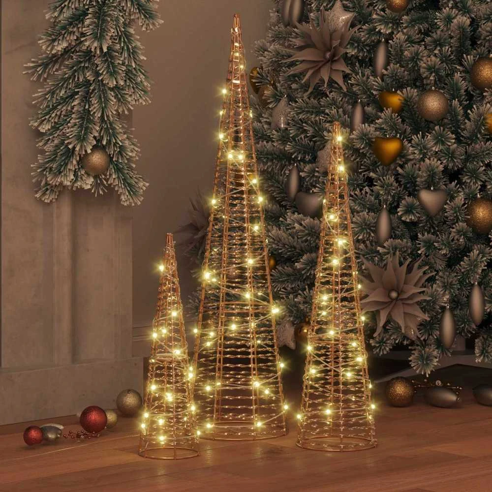 Kalėdų eglutė 3 vnt. 90 LED Šilta balta 20 x 20 x 80 cm PET