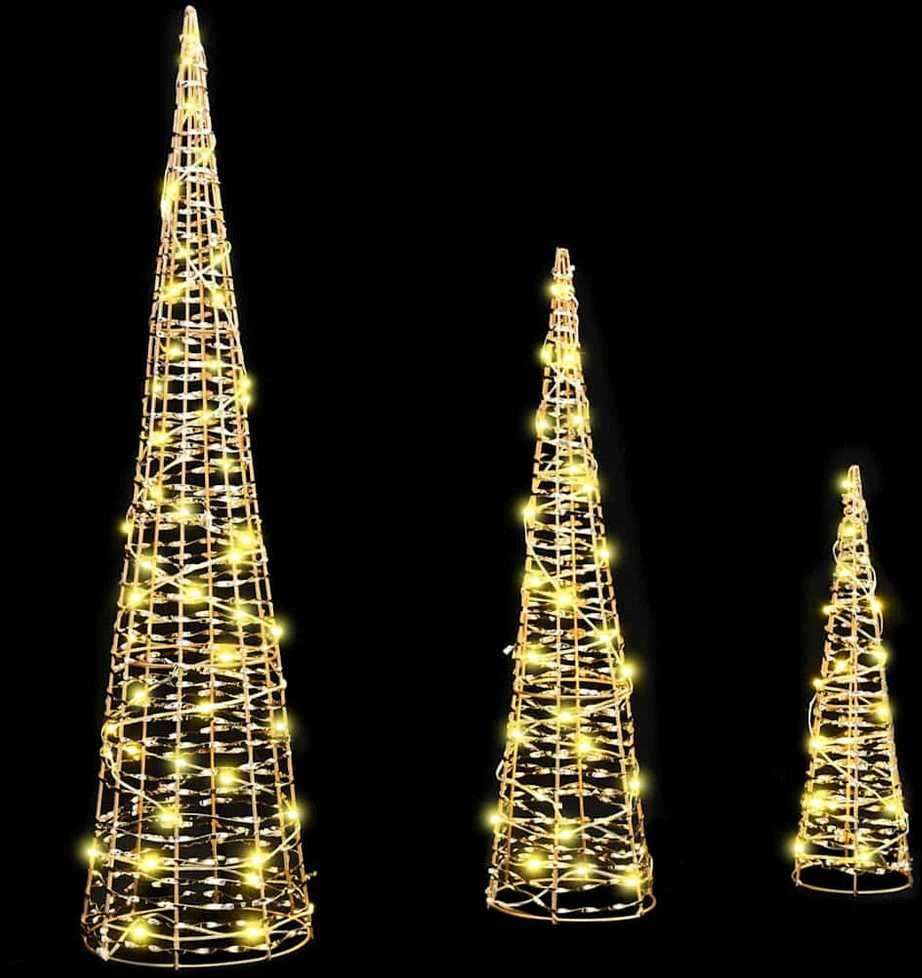 Kalėdų eglutė 3 vnt. 90 LED Šilta balta 20 x 20 x 80 cm PET