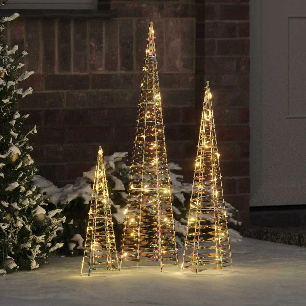 Kalėdų eglutė 3 vnt. 90 LED Šilta balta 20 x 20 x 80 cm PET