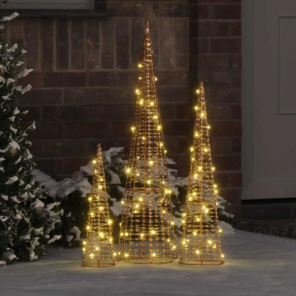 Kalėdų eglutė 3 vnt. 90 LED Šilta balta 20 x 20 x 80 cm PET