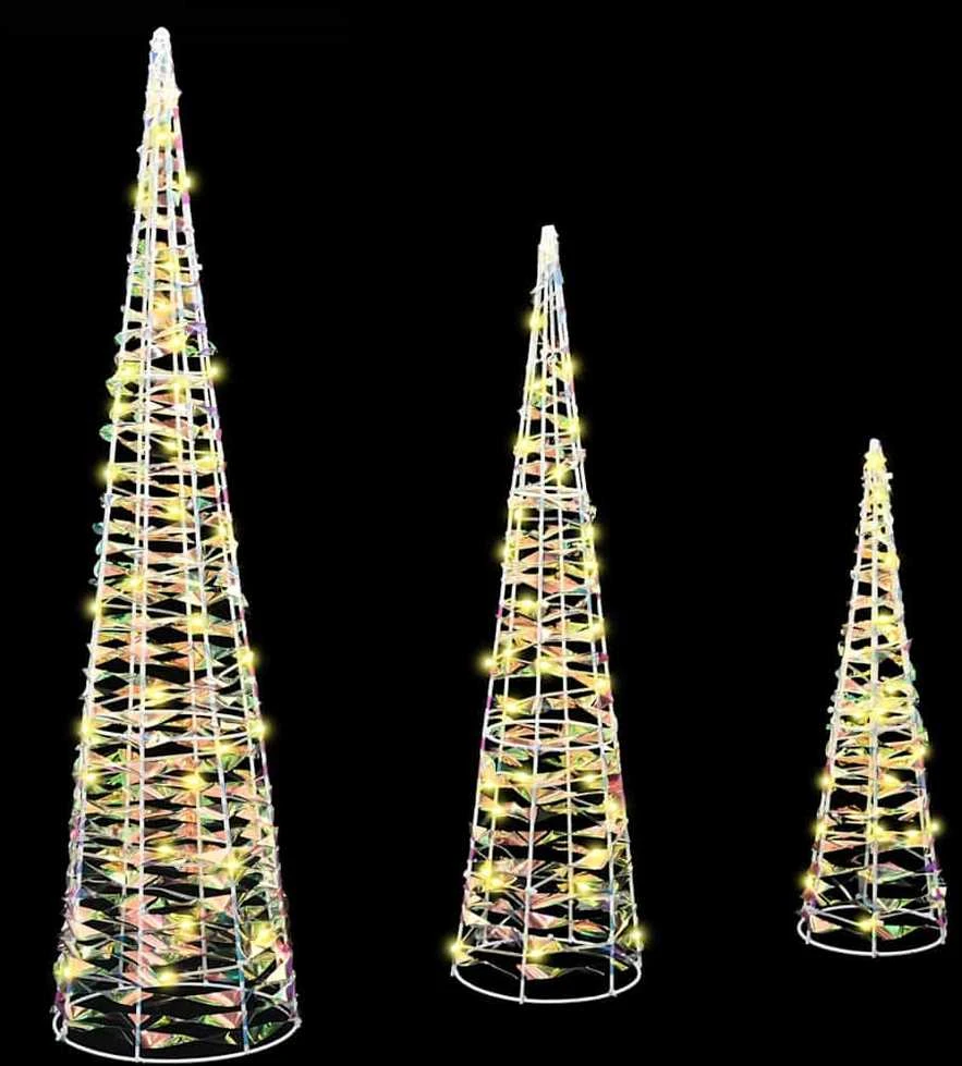Kalėdų eglutė 3 vnt. 90 LED Šilta balta 20 x 20 x 80 cm PET
