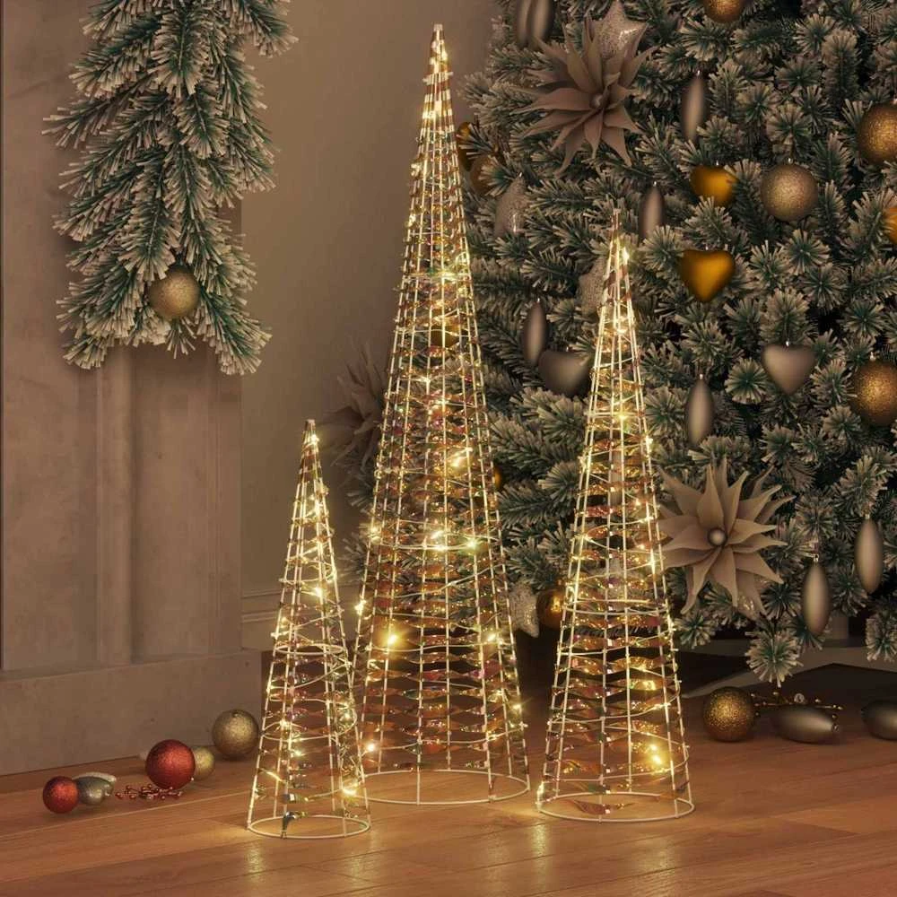 Kalėdų eglutė 3 vnt. 90 LED Šilta balta 20 x 20 x 80 cm PET