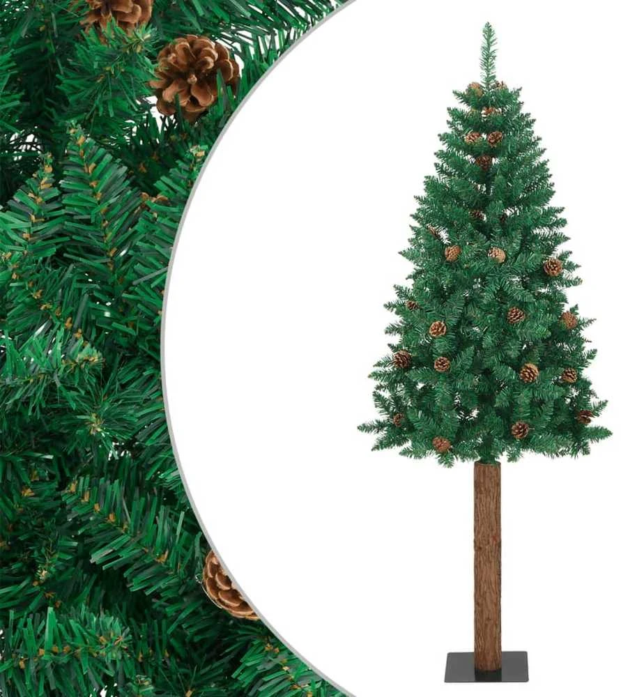 Kalėdų eglutė su kankorėžiais, žalia, 210cm, PVC ir mediena