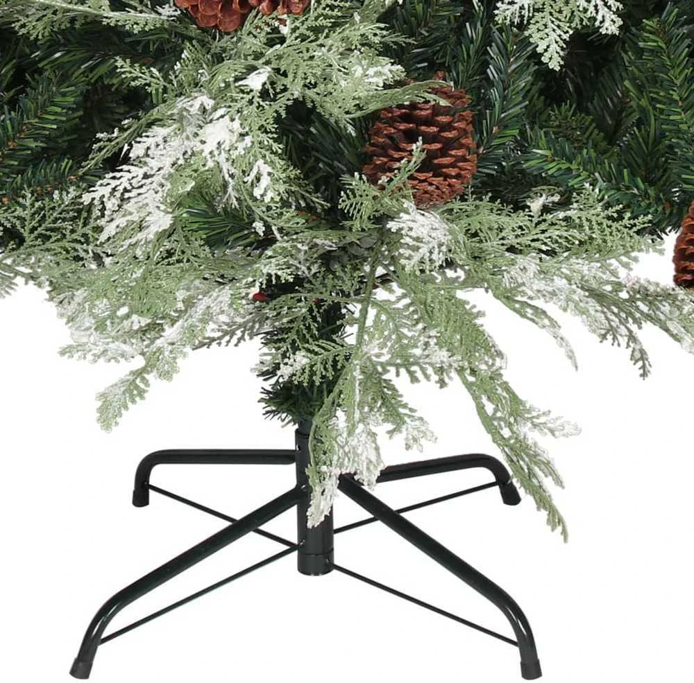 Kalėdų eglutė su kankorėžiais, žalia/balta, 195cm, PVC ir PE