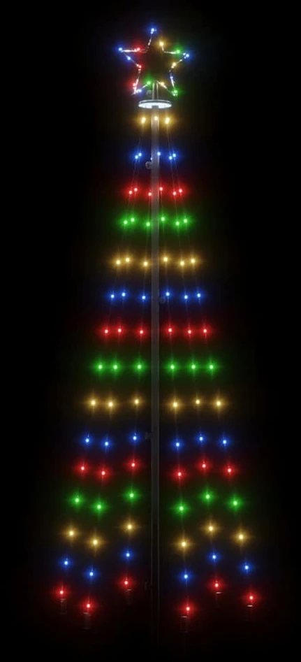 Kalėdų eglutė su kuoliuku, įvairių spalvų, 108LED, 180cm