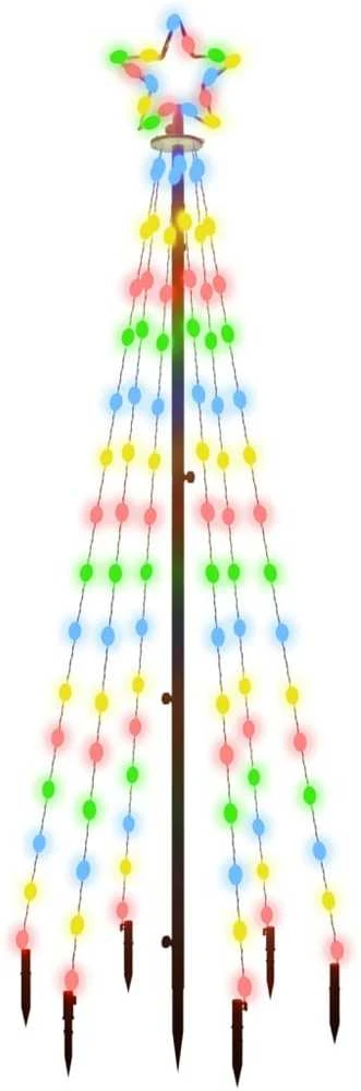 Kalėdų eglutė su kuoliuku, įvairių spalvų, 108LED, 180cm