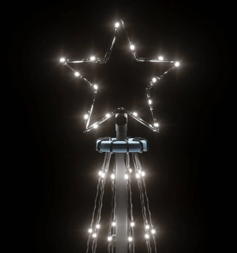 Kalėdų eglutė su kuoliuku, šaltos baltos spalvos, 108LED, 180cm