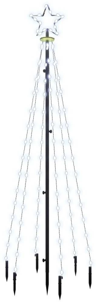 Kalėdų eglutė su kuoliuku, šaltos baltos spalvos, 108LED, 180cm