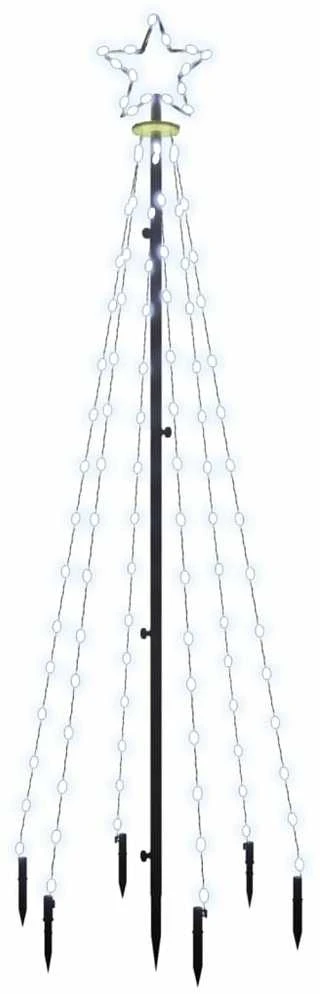 Kalėdų eglutė su kuoliuku, šaltos baltos spalvos, 108LED, 180cm