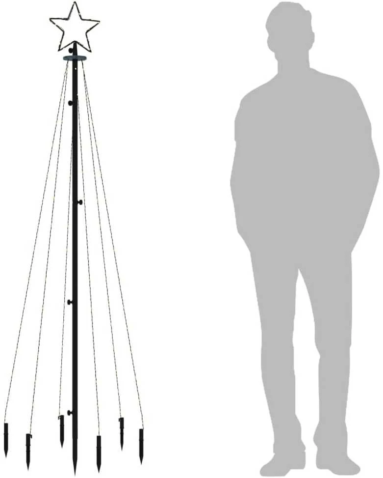 Kalėdų eglutė su kuoliuku, šiltos baltos spalvos, 108LED, 180cm