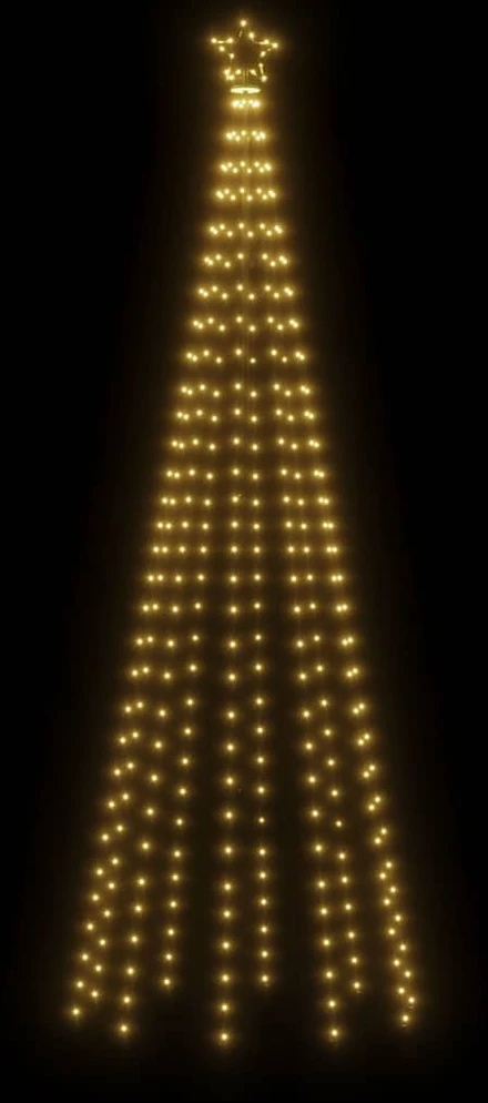 Kalėdų eglutė su kuoliuku, šiltos baltos spalvos, 310LED, 300cm
