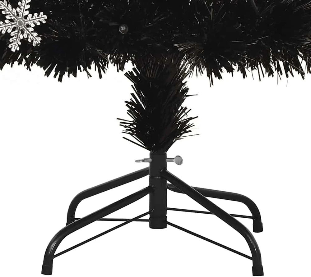Kalėdų eglutė su LED snaigėmis, juoda, 120cm, optinis pluoštas