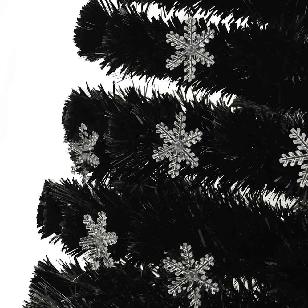 Kalėdų eglutė su LED snaigėmis, juoda, 120cm, optinis pluoštas
