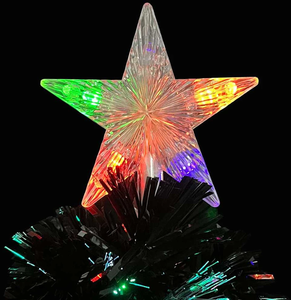 Kalėdų eglutė su LED snaigėmis, juoda, 64cm, optinis pluoštas
